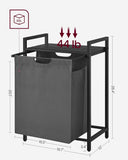 NNEDSZ Laundry Hamper with Shelf and Pull-Out Bag 65L Black and Gray