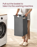 NNEDSZ Laundry Hamper with Shelf and Pull-Out Bag 65L Black and Gray