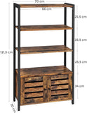 NNEDSZ Bookcase Floor Standing Storage Cabinet and Cupboard with 2 Louvred Doors and 3 Shelves Bookshelf Rustic Brown