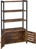 NNEDSZ Bookcase Floor Standing Storage Cabinet and Cupboard with 2 Louvred Doors and 3 Shelves Bookshelf Rustic Brown