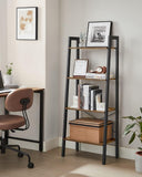 NNEDSZ Ladder Shelf 4-Tier Industrial Storage Rack for Living Room Rustic Brown and Black
