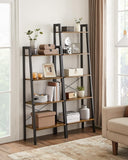 NNEDSZ Ladder Shelf 4-Tier Industrial Storage Rack for Living Room Rustic Brown and Black
