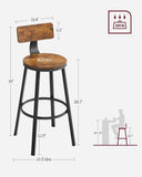 NNEDSZ Tall Bar Stools Set of 2 Bar Chairs Vintage Brown