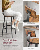 NNEDSZ Tall Bar Stools Set of 2 Bar Chairs Vintage Brown