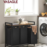 NNEDSZ Laundry Hamper with 3 Bags Rustic Brown and Black