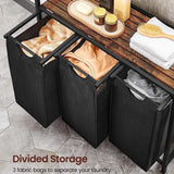 NNEDSZ Laundry Hamper with 3 Bags Rustic Brown and Black