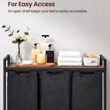 NNEDSZ Laundry Hamper with 3 Bags Rustic Brown and Black