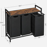 NNEDSZ Laundry Hamper with 3 Bags Rustic Brown and Black