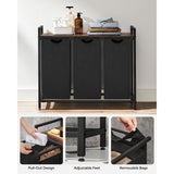 NNEDSZ Laundry Hamper with 3 Bags Rustic Brown and Black