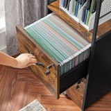 NNEDSZ Filing Cabinet with 2 Drawers Rustic Brown and Black