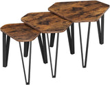 NNEDSZ Nesting Coffee Table Set of 3 Rustic Brown and Black