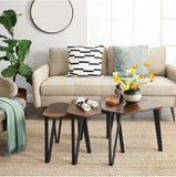 NNEDSZ Nesting Coffee Table Set of 3 Rustic Brown and Black