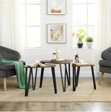NNEDSZ Nesting Coffee Table Set of 3 Rustic Brown and Black