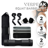 NNEDSZ VERPEAK Barbell Squat Pad set,2 Safety Straps, 3 Hip Resistance Bands, 2 Lifting Strap, Barbell Pad and Bag (Black)