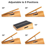 NNEDSZ VERPEAK Wooden Slant Board Adjustable Incline Board and Calf Stretcher with Anti-Slip Safety Treads (Black with Wood)