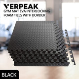 NNEDSZ Verpeak Puzzle Gym Mat EVA Interlocking Foam Tiles with Border (Black)
