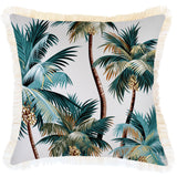 NNEDSZ Cushion Cover-Coastal Fringe Natural-Palm Trees White-45cm x 45cm