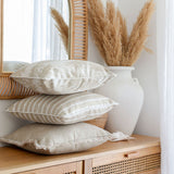 NNEDSZ Cushion Cover-With Piping-Hampton Stripe Beige-45cm x 45cm