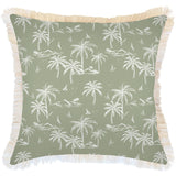 NNEDSZ Cushion Cover-Coastal Fringe Natural-Postcards Sage-60cm x 60cm