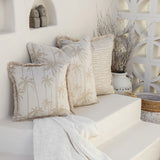 NNEDSZ Cushion Cover-Coastal Fringe-Tall-Palms-Beige-45cm x 45cm