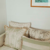 NNEDSZ Cushion Cover-Coastal Fringe-Tall-Palms-Mint-45cm x 45cm