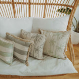 NNEDSZ Cushion Cover-Coastal Fringe-Tall-Palms-Mint-45cm x 45cm
