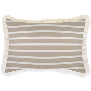 NNEDSZ Cushion Cover-Coastal Fringe Natural-Hampton Stripe Beige-35cm x 50cm