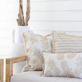 NNEDSZ Cushion Cover-Coastal Fringe-Hampton Stripe Beige-45cm x 45cm