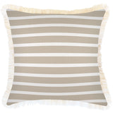 NNEDSZ Cushion Cover-Coastal Fringe-Hampton Stripe Beige-45cm x 45cm