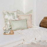 NNEDSZ Cushion Cover-Coastal Fringe Natural-Hampton Stripe Sage-35cm x 50cm