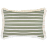 NNEDSZ Cushion Cover-Coastal Fringe Natural-Hampton Stripe Sage-35cm x 50cm