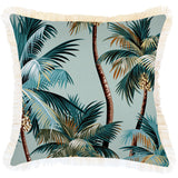 NNEDSZ Cushion Cover-Coastal Fringe-Palm Trees Seafoam-45cm x 45cm