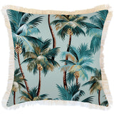NNEDSZ Cushion Cover-Coastal Fringe-Palm Trees Seafoam-60cm x 60cm