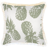 NNEDSZ Cushion Cover-Coastal Fringe-Pineapples Sage-45cm x 45cm