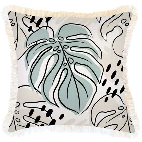 NNEDSZ Cushion Cover-Coastal Fringe-Rainforest Seafoam-45cm x 45cm