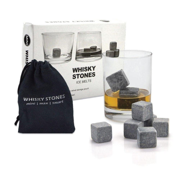 NNEDSZ Whiskey Stones Ice Melts - 9 Reusable Natural Marble Chilling Scotch Rocks Cubes