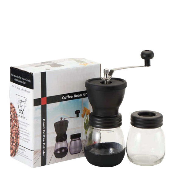 NNEDSZ Coffee Bean Grinder - Manual Hand Stainless Ceramic Burr Core Glass Jar Nut Mill