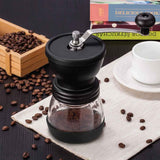 NNEDSZ Coffee Bean Grinder - Manual Hand Stainless Ceramic Burr Core Glass Jar Nut Mill