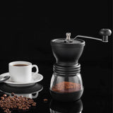 NNEDSZ Coffee Bean Grinder - Manual Hand Stainless Ceramic Burr Core Glass Jar Nut Mill