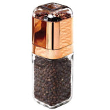 NNEDSZ Salt and Pepper Grinder - 180ml Glass Design + Rose Gold Bottle Manual Hand Mill