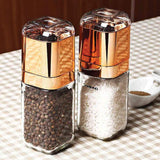 NNEDSZ Salt and Pepper Grinder - 180ml Glass Design + Rose Gold Bottle Manual Hand Mill
