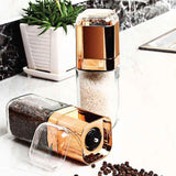 NNEDSZ Salt and Pepper Grinder - 180ml Glass Design + Rose Gold Bottle Manual Hand Mill