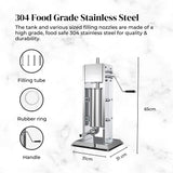 NNEDSZ 5L Manual Vertical Sausage Filler - Stainless Stuffer Meat Press Machine