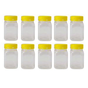 NNEDSZ 10x 500g Plastic Honey Jars + Lids - Square Clear Food Grade Packaging Containers