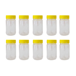 NNEDSZ 10x 500g Plastic Honey Jars + Lids - Round Clear Food Grade Packaging Containers