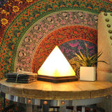 NNEDSZ 12V 12W Pyramid Himalayan Pink Salt Lamp Carved Rock Crystal Light Bulb On/Off