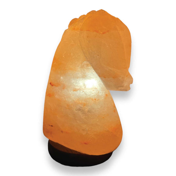 NNEDSZ 12V 12W Horse Himalayan Pink Salt Lamp Carved Knight Rock Crystal Light Bulb On/Off