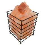 NNEDSZ 12V 12W Rectangle Iron Basket Himalayan Pink Salt Lamp Rock Crystal Bulb On/Off