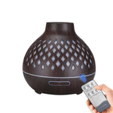 NNEDSZ Essential Oil Aroma Diffuser and Remote - 400ml Hollowed Wood Mist Humidifier