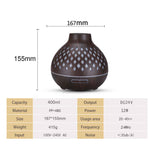 NNEDSZ Essential Oil Aroma Diffuser and Remote - 400ml Hollowed Wood Mist Humidifier